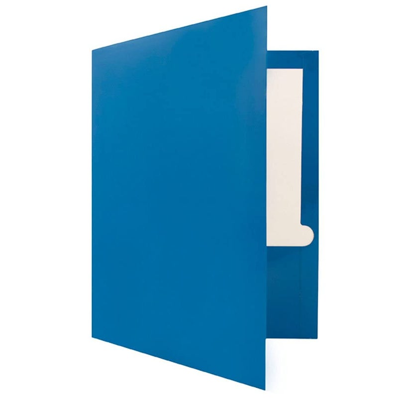 JAM PAPER Laminated Two Pocket Glossy School Folders - Letter Size - High Gloss Blue - Bulk 50/Box - Image 3